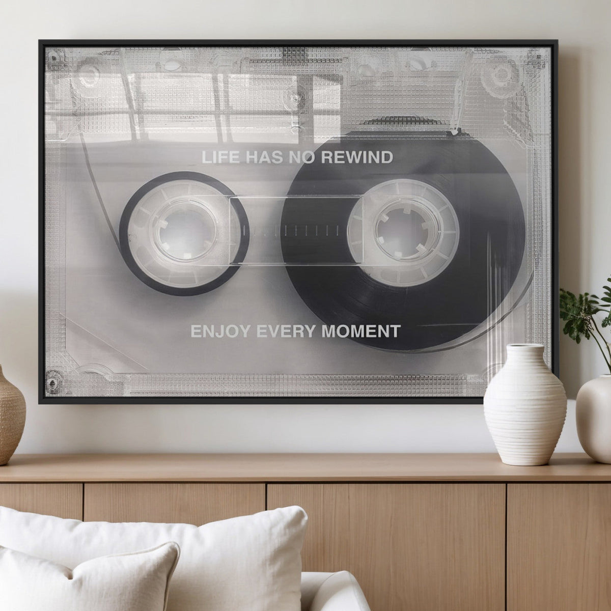 Vintage Cassette Tape Canvas Wall Art - Inspirational 'Life