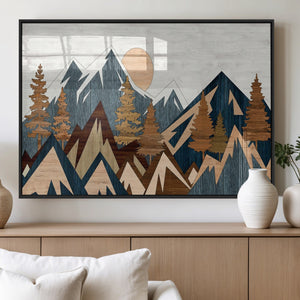 Abstract Wood Panel Effect Mountain Range Top Wall Art