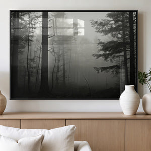 Misty Forest Wall Art Premium Canvas Print a Foggy and