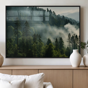 Misty Forest Wall Art Premium Canvas Print a Foggy and