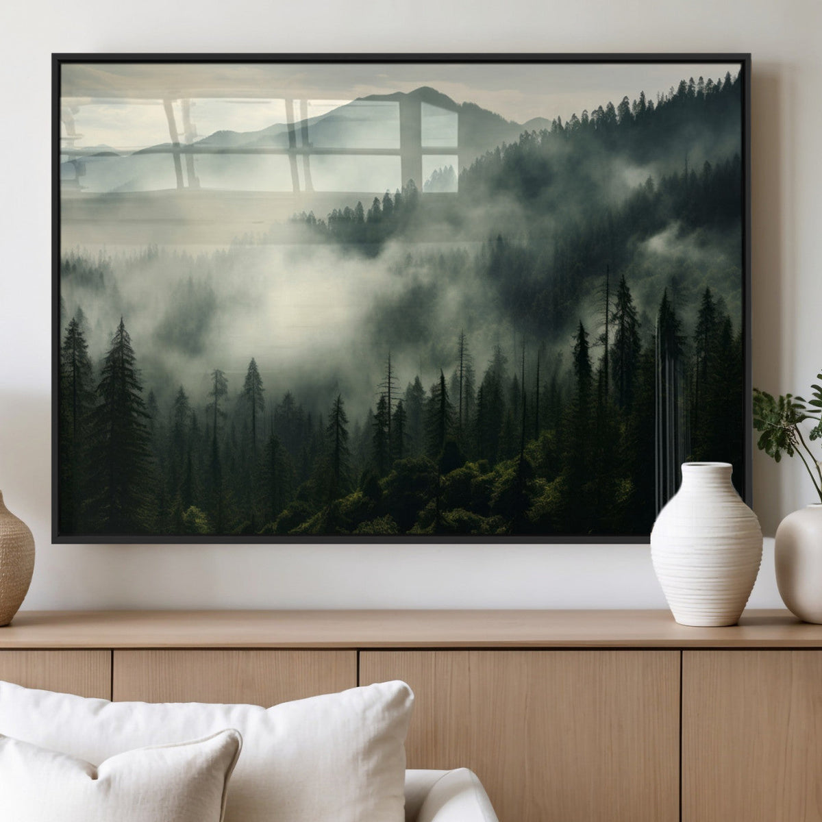 Captivating Misty Forest Wall Art Premium Canvas Print a