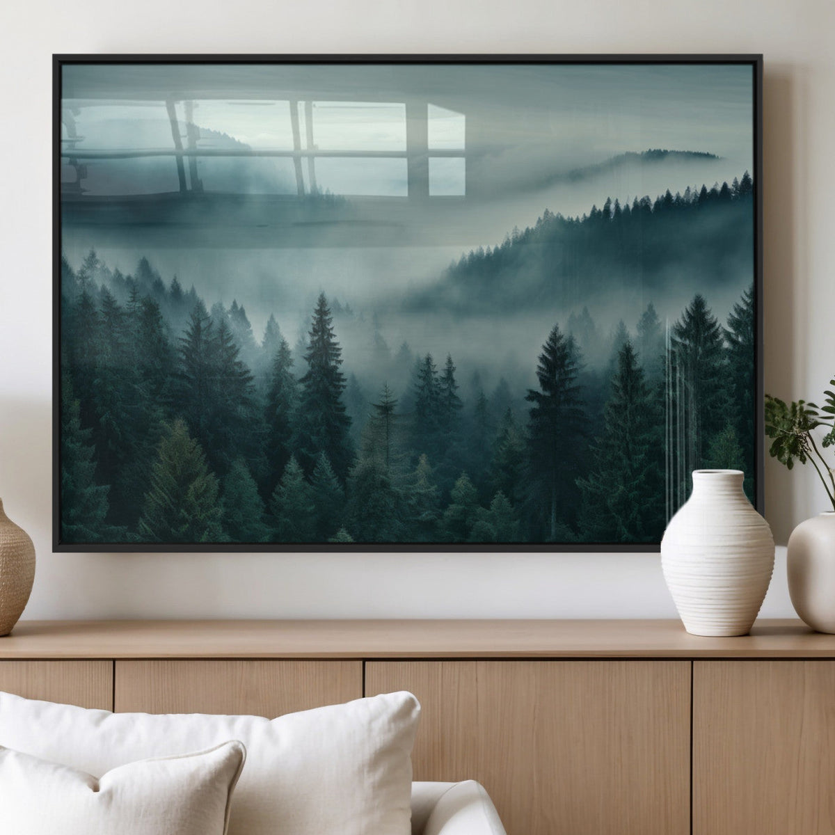 Captivating Misty Foggy Forest Wall Art Premium Canvas Print