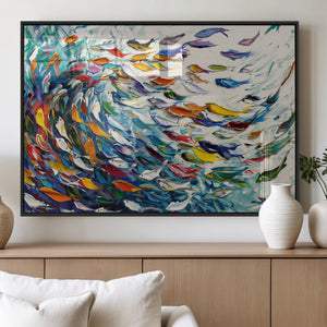 Modern Abstract Fish Shoal Wall Art Canvas Print, Colorful