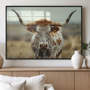 Texas Cow Longhorn Wall Art Canvas Print for Farm House Wall