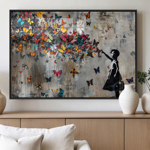 Banksy Wall Art - Banksy Girl and Butterfly Explosion Wall