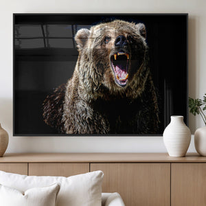 Grizzly Bear Canvas Print | Wildlife Wall Art for Cabin