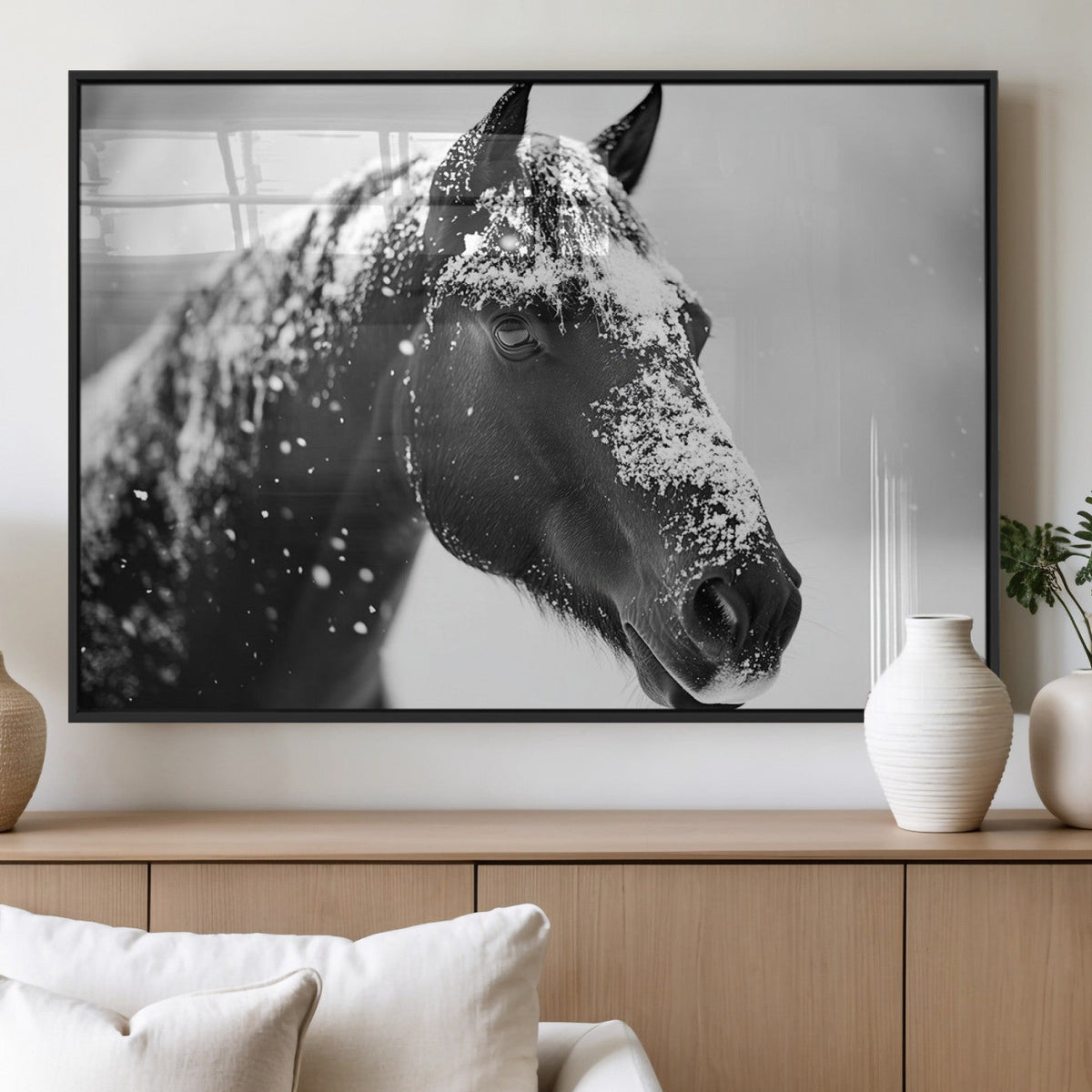 Horse Canvas Print - Winter Horse Snow Wall Art Canvas Print