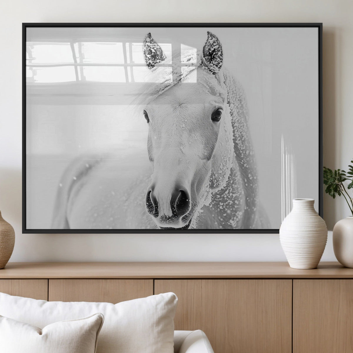 Majestic White Horse Wall Art | Ready to Hang and Framed |