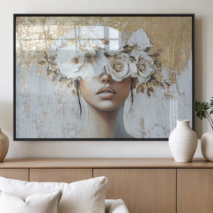 Golden Petal Wall Art - Canvas Print Flower Head Woman