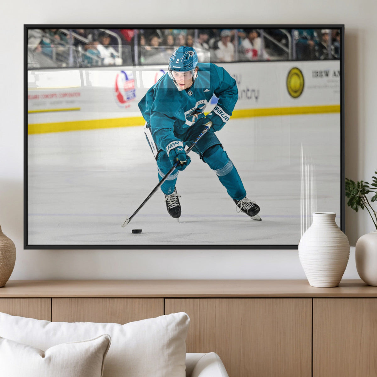 San Jose Sharks Ice Hockey Player Wall Art Canvas Print