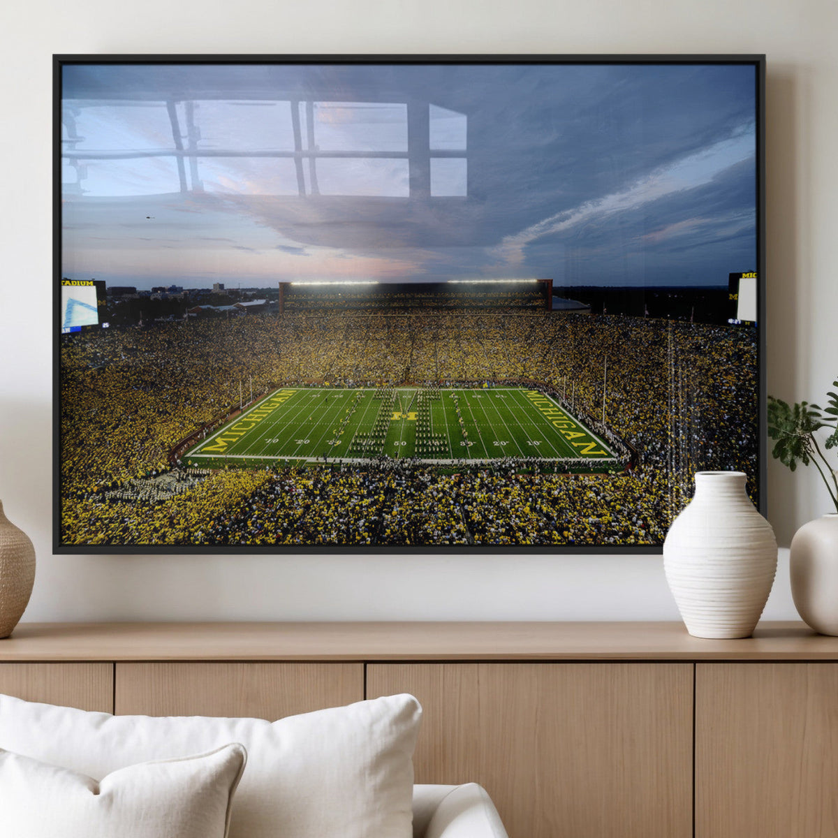 Michigan Stadium Wall Art Canvas Print, Vibrant Game Day