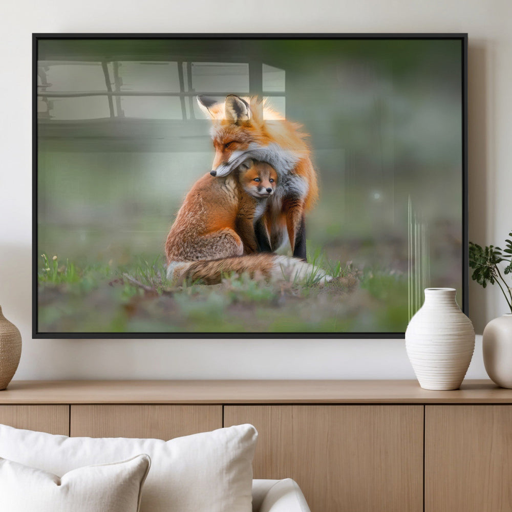 Heartwarming Fox and Baby Cub Wall Art | Ready to Hang