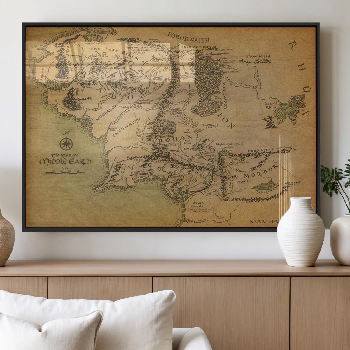 Middle Earth Map Canvas Wall Art – Vintage Fantasy Map