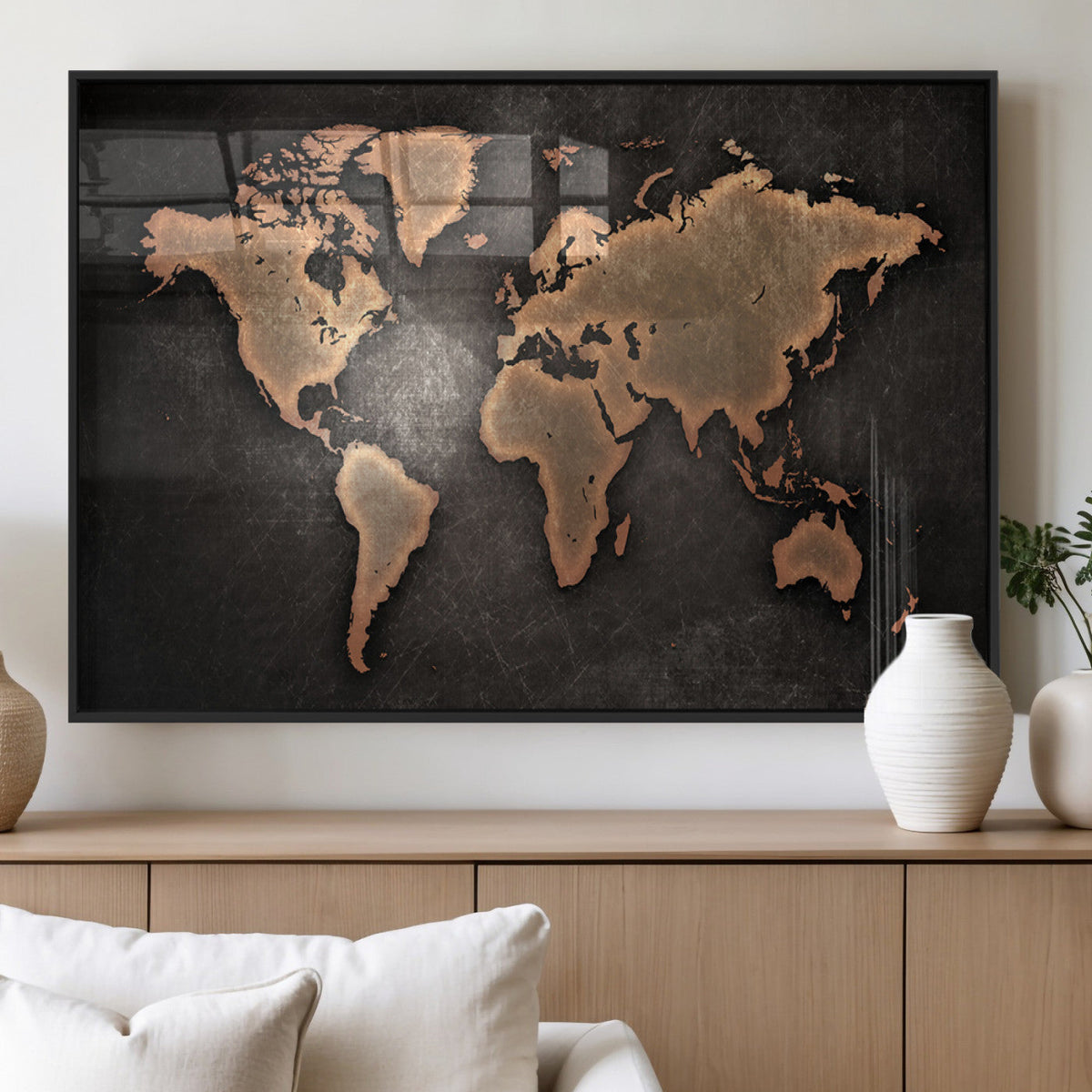 World Map Canvas Print – Framed Travel Map Wall Art for