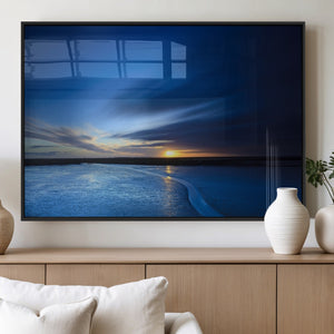 Blue Sunset Ocean Canvas Wall Art Print – Serene Coastal