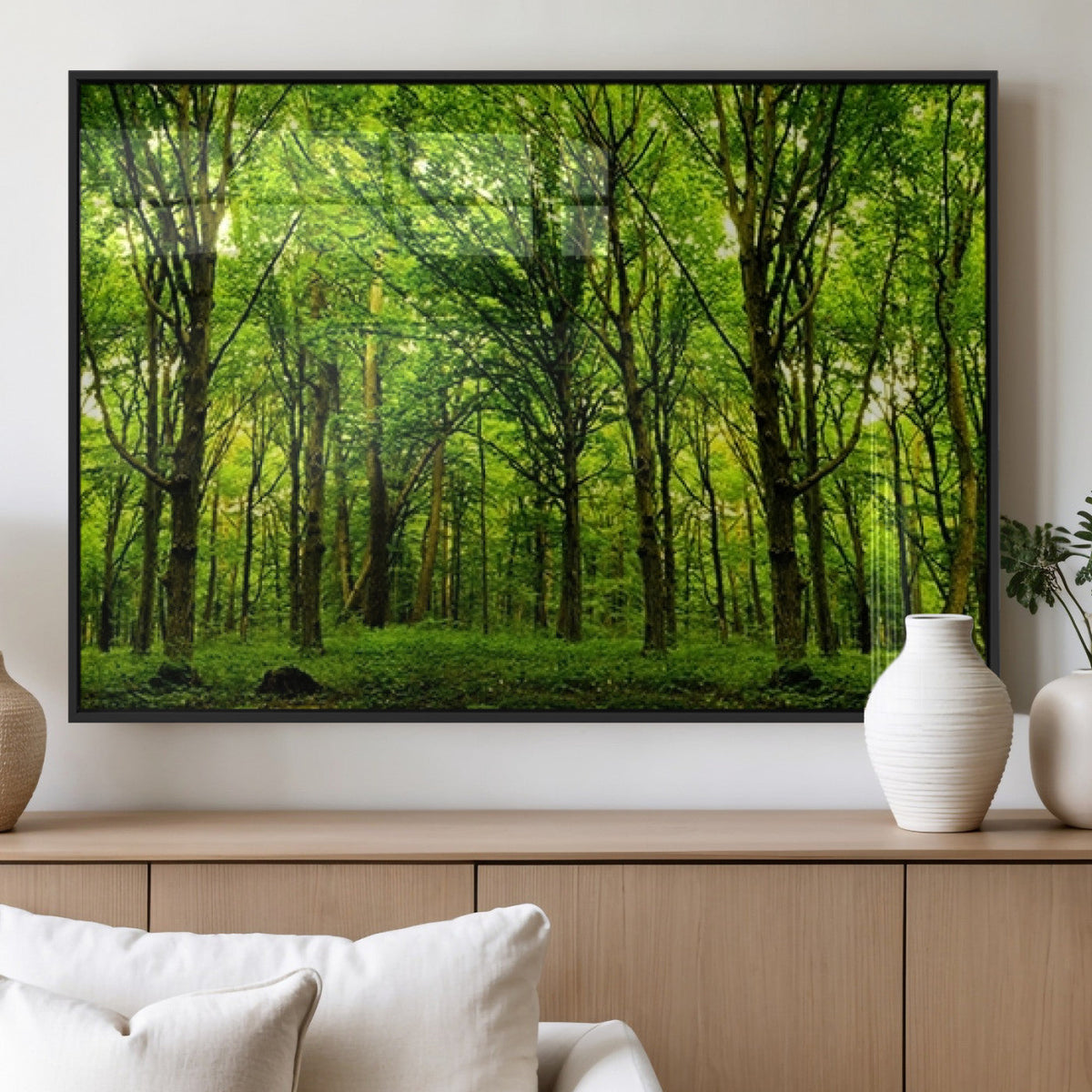 Lush Green Forest Canvas Print | 3-Panel Forest Wall Art |