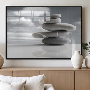 Still Life Black and White Zen Stones Wall Art Canvas,
