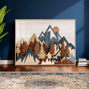 Woodland Mountain Landscape Triptych, Giclee Canvas Art for
