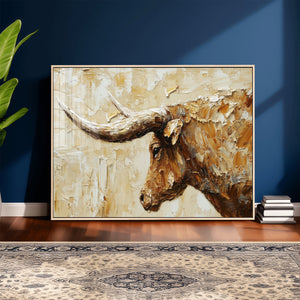 Rustic Longhorn Bull Wall Art Canvas Print – Vintage Western