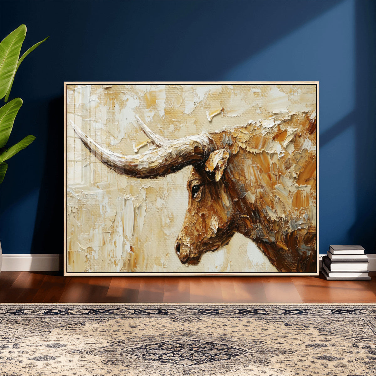 Rustic Longhorn Bull Wall Art Canvas Print – Vintage Western