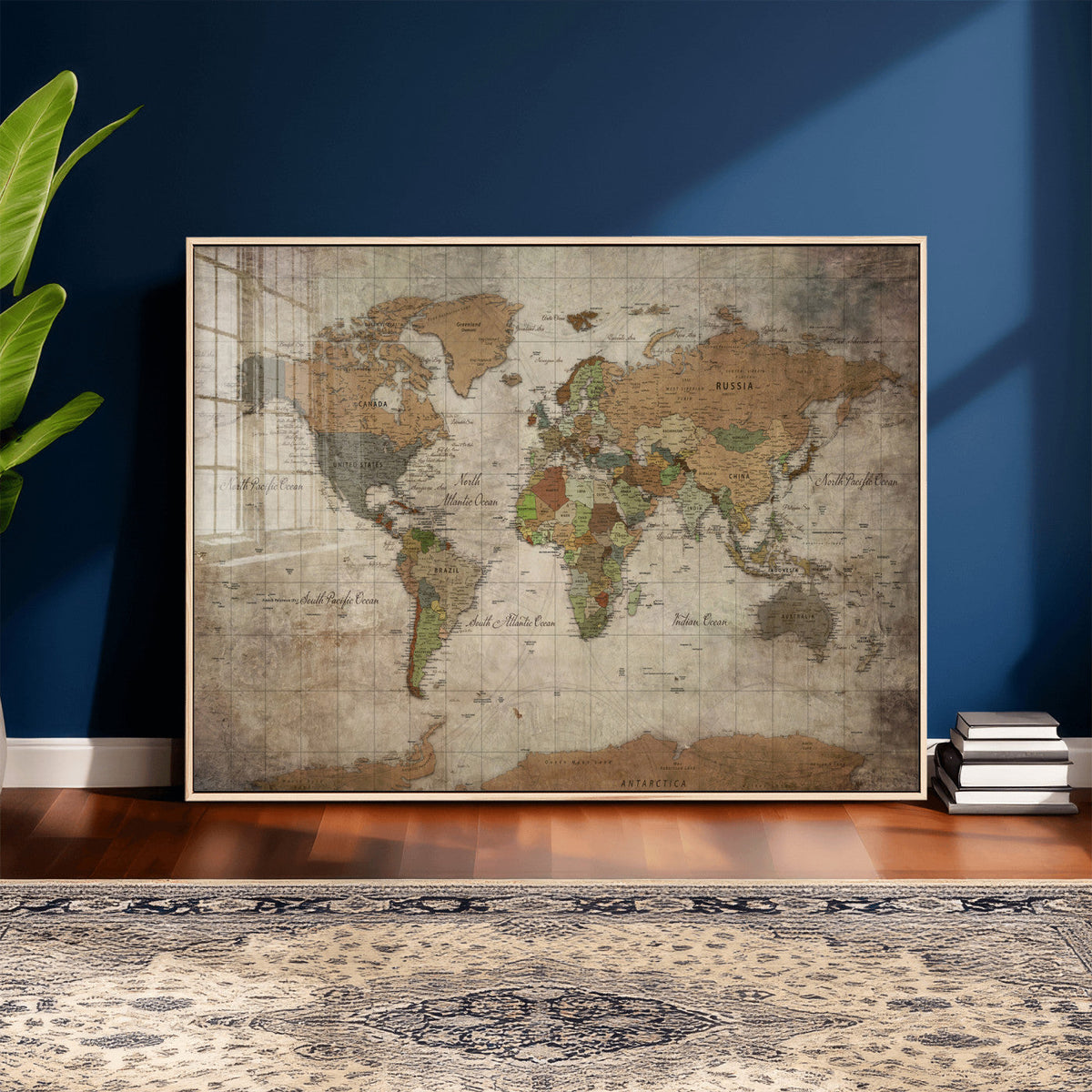 World Map Canvas Print – Framed Travel Map Wall Art for