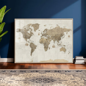 Detailed World Map Wall Art Canvas Print
