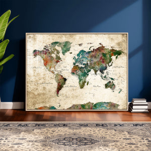 World Map Canvas Print – Framed Detailed Map of the World