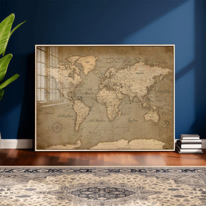World Map Canvas Print – Framed Travel Map Wall Art for