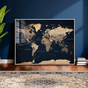 World Map Canvas Print – Detailed Map of the World Wall Art