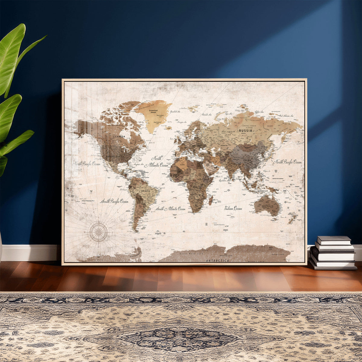 World Map Canvas Print – Framed Travel Map Wall Art for