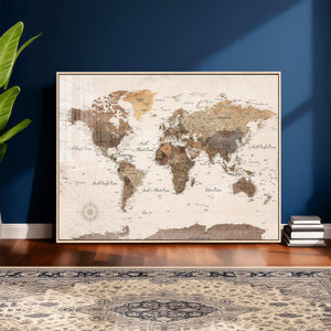 World Map Canvas Print – Framed Detailed Map of the World