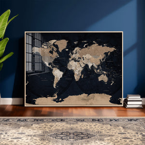 Grunge Wall Art World Map Canvas Print