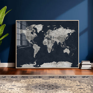 Colorful Watercolor World Map Canvas Print – Vibrant Framed