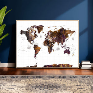 Rustic World Map Wall Art Canvas Print | Large World Map on