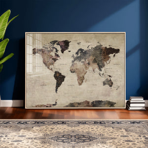 World Map Canvas Print – Detailed Map of the World Adventure