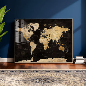 Extra Large World Map Canvas Print – Detailed Map Classic