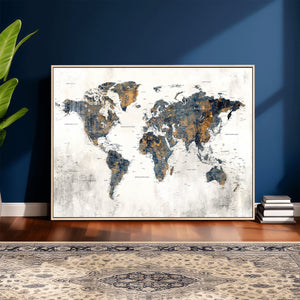 World Map Wall Art Canvas Print for Office Wall Decor