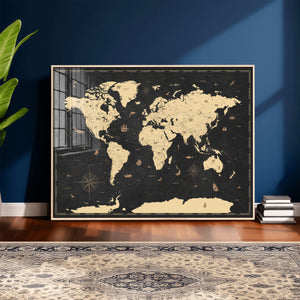World Map Canvas Print – Detailed Map of the World Wall Art