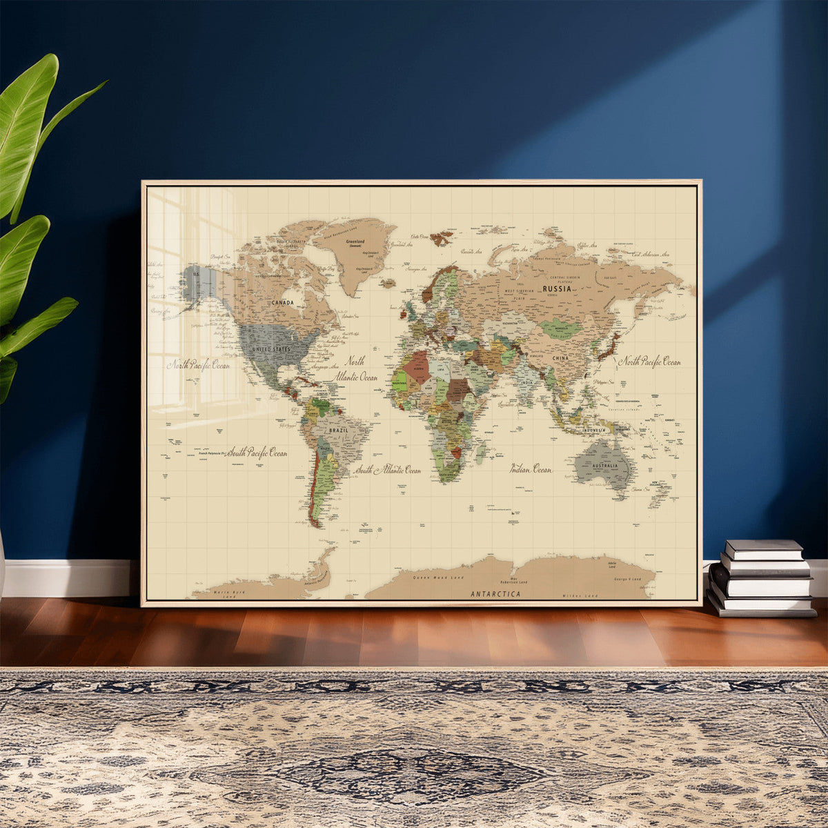 Extra Large World Map Canvas Print – Detailed Map of the