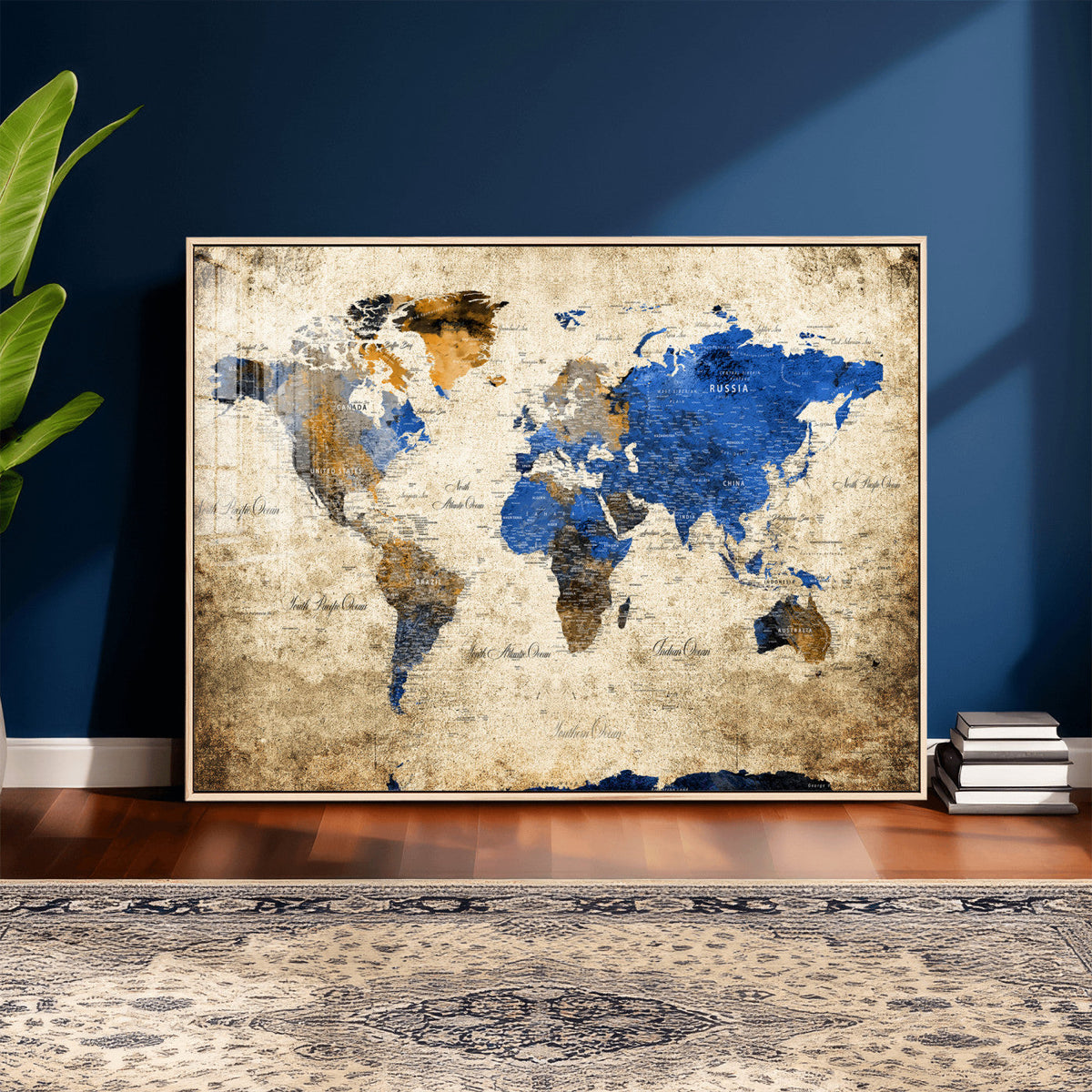 World Map Canvas Print – Colorful Abstract Travel Map,