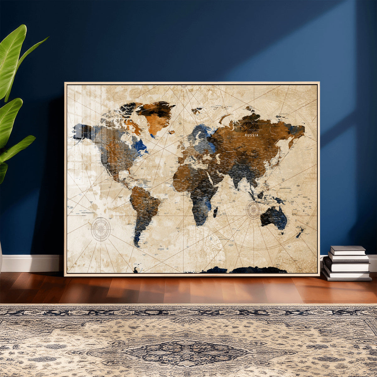 World Map Canvas Print – Framed Travel Map Wall Art for