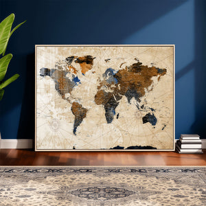 World Map Canvas Print – Framed Travel Map Wall Art for