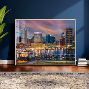Baltimore Skyline Wall Art Canvas Print, Baltimore Downtown