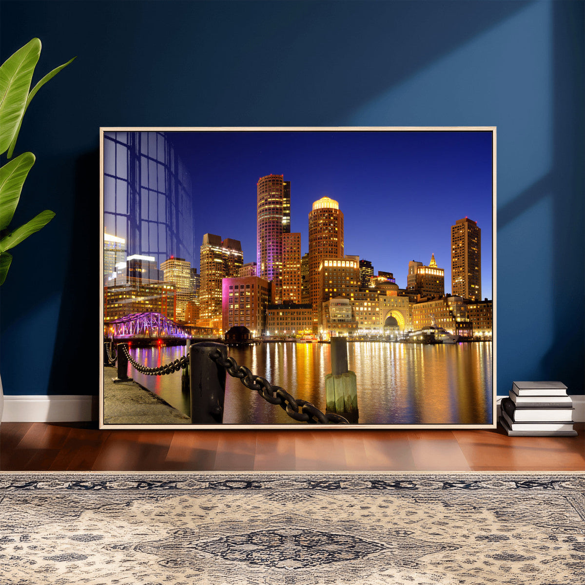Boston Wall Art Canvas Print, Boston City Downtown Night