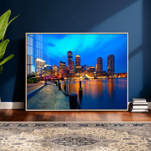 Boston Wall Art Canvas Print, Boston City Downtown Night