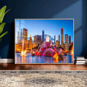 Chicago Wall Art Canvas Print, Chicago City Downtown Night