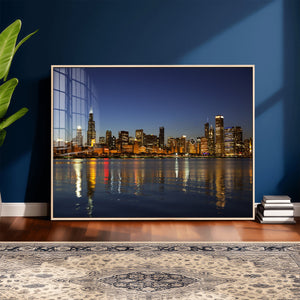 Chicago Wall Art Canvas Print - Chicago City Downtown Night