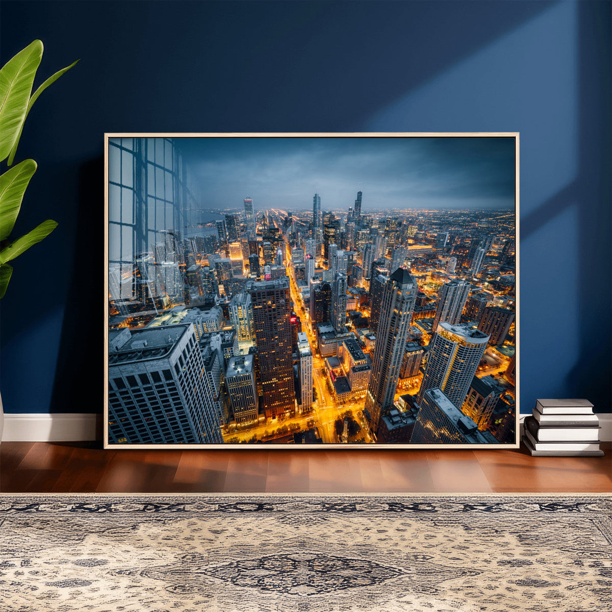 Chicago Wall Art Canvas Print - Chicago City Downtown Night