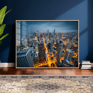 Chicago Wall Art Canvas Print - Chicago City Downtown Night