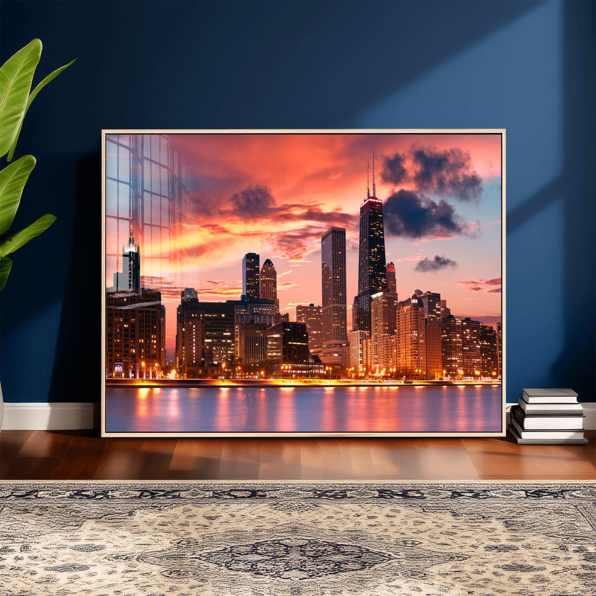 Chicago Wall Art Canvas Print - Chicago City Downtown Night